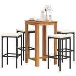 vidaXL Ensemble de bar de jardin 5 Pièces noir bois massif acacia rotin