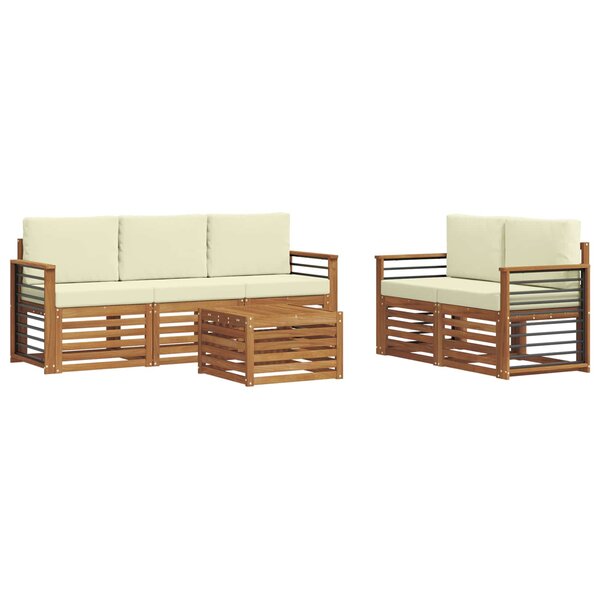 vidaXL Ensemble de canapés d'extérieur 6 pc Naturel et Crème