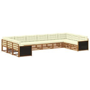 vidaXL Ensembles de canapés avec coussin 10 Pièces Bois d'Acacia Massif