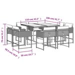 vidaXL Ensemble à manger de jardin 9Pièces coussins noir résine tressée