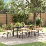 vidaXL Ensemble de salle à manger de jardin 7 pièces avec coussins marron en poly rotin