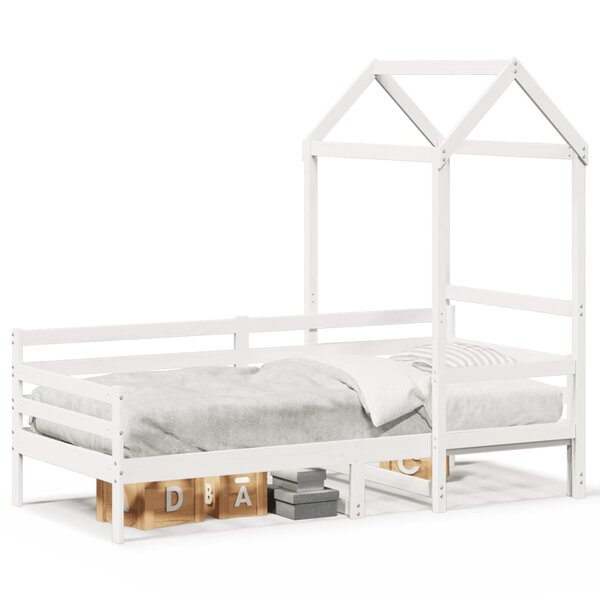 vidaXL Lit de jour avec toit sans matelas blanc 90x200 cm bois massif