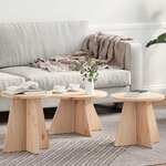 vidaXL Table basse 3 Pièces Naturel 49 x 49 x 30 cm Bois massif en pin
