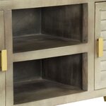 vidaXL Meuble TV Bois solide de manguier Gris avec laiton 110x30x48 cm