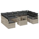 vidaXL Ensemble de canapé de jardin 10 pièces et coussins gris clair en polyrotin