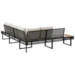 vidaXL Canapé de jardin avec coussins en forme de L noir rotin acacia