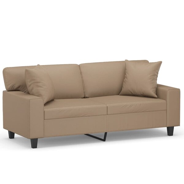 vidaXL Canapé 2 places avec oreillers cappuccino 140 cm similicuir
