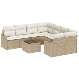 vidaXL Ensemble de canapé de jardin avec coussin 9 Pièces Beige et crème