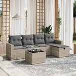 vidaXL Salon de jardin 6 Pièces avec coussins gris clair résine tressée