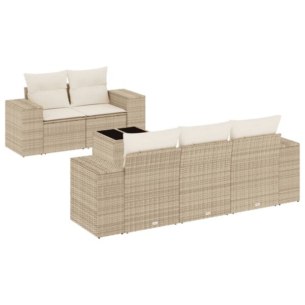 vidaXL Salon de jardin avec coussins 6 Pièces beige résine tressée