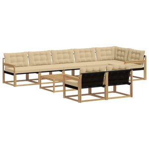 vidaXL Ensemble de canapés d'extérieur 9 pc Blanc et Beige