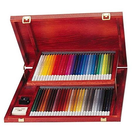 Coffret bois de 60 crayon de couleur fusain pastel carbothello + 1 taille crayons + 1... Stabilo