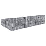 Canapé pouf modulable 4 places convertible en tissu gris clair