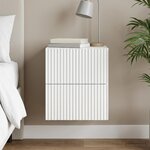 vidaXL Cabinet de chevet mural avec tiroir Blanc 33 x 34 5 x 40 cm