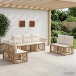 vidaXL Ensemble de canapés d'extérieur 7 Pièces Blanc Naturel et Crème