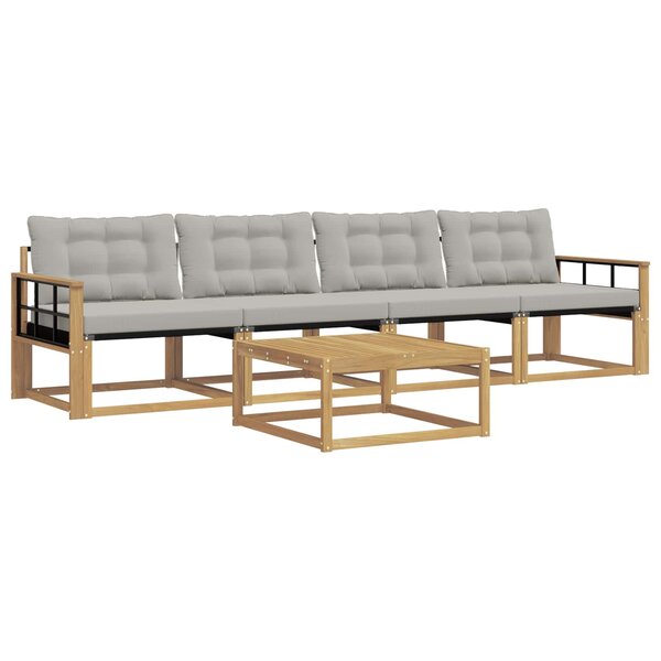 vidaXL Ensemble de canapés d'extérieur 5 pc Blanc et gris clair