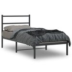 vidaXL Cadre de lit métal sans matelas avec tête de lit noir 90x200 cm