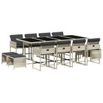 vidaXL Ensemble à manger de jardin et coussins 13 Pièces gris clair rotin