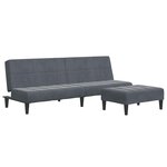 vidaXL Canapé-lit à 2 places avec repose-pied gris foncé velours