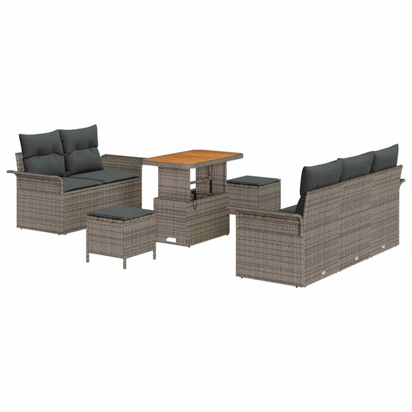 vidaXL Ensemble de canapé de jardin 8 Pièces Gris 90 x 55 x 71 cm