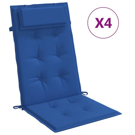 vidaXL Coussins de chaise à dossier haut lot de 4 bleu royal