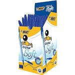Boite de 50 stylos bille CRISTAL SOFT pointe moyenne 1 2 mm Easy glide bleu BIC