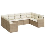 vidaXL Salon de jardin avec coussins 9 Pièces beige résine tressée