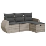 vidaXL Salon de jardin 4 Pièces avec coussins gris clair résine tressée