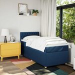 vidaXL Sommier à lattes de lit avec matelas Bleu 100x200 cm Tissu