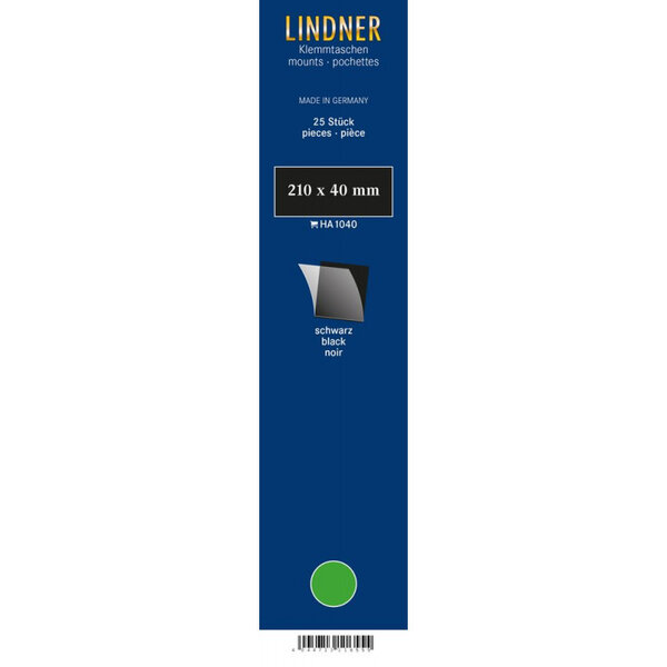 Bandes simple soudure 210 x 40 mm pour timbres-poste. Fond - Noir