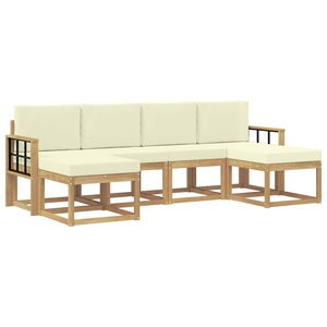 vidaXL Ensemble de canapés d'extérieur 6 pc Blanc et crème Polyester