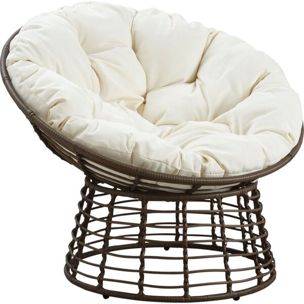 Fauteuil papasan en polyrésine et acier ecru & chocolat