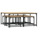 vidaXL Tables basses gigognes 5 Pièces chêne sonoma bois d'ingénierie