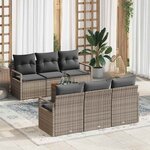 vidaXL Ensemble de canapé de jardin avec coussin 7 Pièces Gris Poly rotin