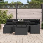 vidaXL Ensemble de canapé de jardin avec coussin 7 Pièces Noir