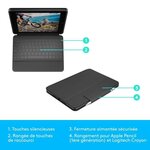 Logitech - clavier et étui - rugged folio pour apple 10.2-inch ipad 7eme génération  8eme génération - noir