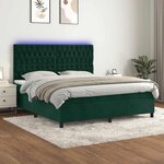vidaXL Sommier à lattes de lit matelas et LED Vert foncé 160x200 cm