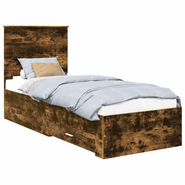 vidaXL Cadre de lit Chêne Fumé et Argent 70 x 190 cm Bois d'ingénierie