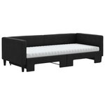 vidaXL Lit de jour avec gigogne et matelas noir 90x190 cm tissu
