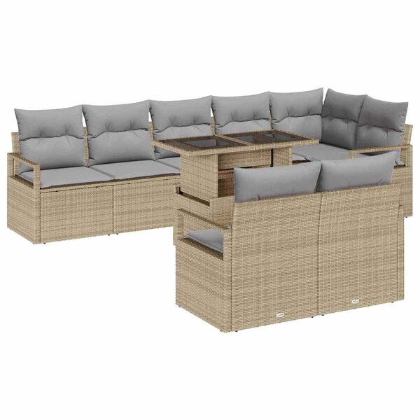 vidaXL Ensemble de canapé de jardin 9 Pièces beige et gris clair