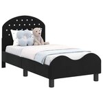 vidaXL Cadre de lit pour tout-petit avec tête de lit Noir 70 x 140 cm