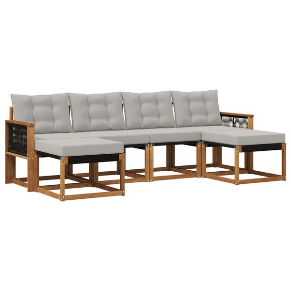vidaXL Ensemble de canapés d'extérieur 6 Pièces Naturel et gris clair