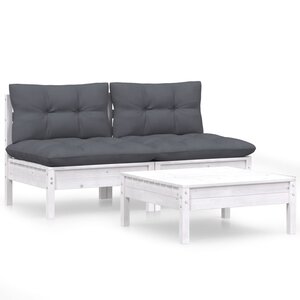 vidaXL Salon de jardin 3 Pièces avec coussins anthracite bois de pin