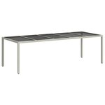 vidaXL Table de jardin blanc 250x100x75 cm résine tressée verre trempé