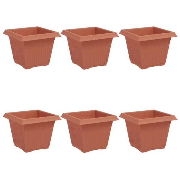 vidaXL Pot de Fleurs Carré 6 pc Rouge brique 33 x 33 x 26 cm Plastique