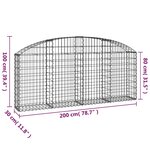 vidaXL Panier de gabions arqué 200x30x80/100 cm Fer galvanisé