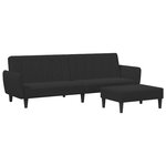 vidaXL Canapé-lit à 2 places avec repose-pied noir velours