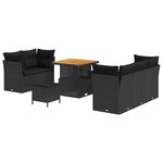 vidaXL Ensemble de canapé de jardin 8 Pièces Noir polyrotin