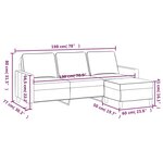 vidaXL Canapé à 3 places avec repose-pieds Noir 180 cm Velours