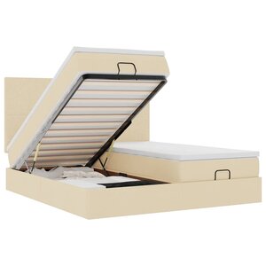 VidaXL Cadre de lit ottoman avec matelas crème 180x200 cm tissu